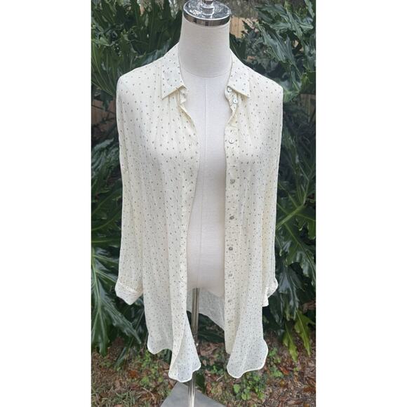 Zara Size Medium Long Button Up Top Shear Tunic Polka Dot Oversized House - Picture 1 of 16